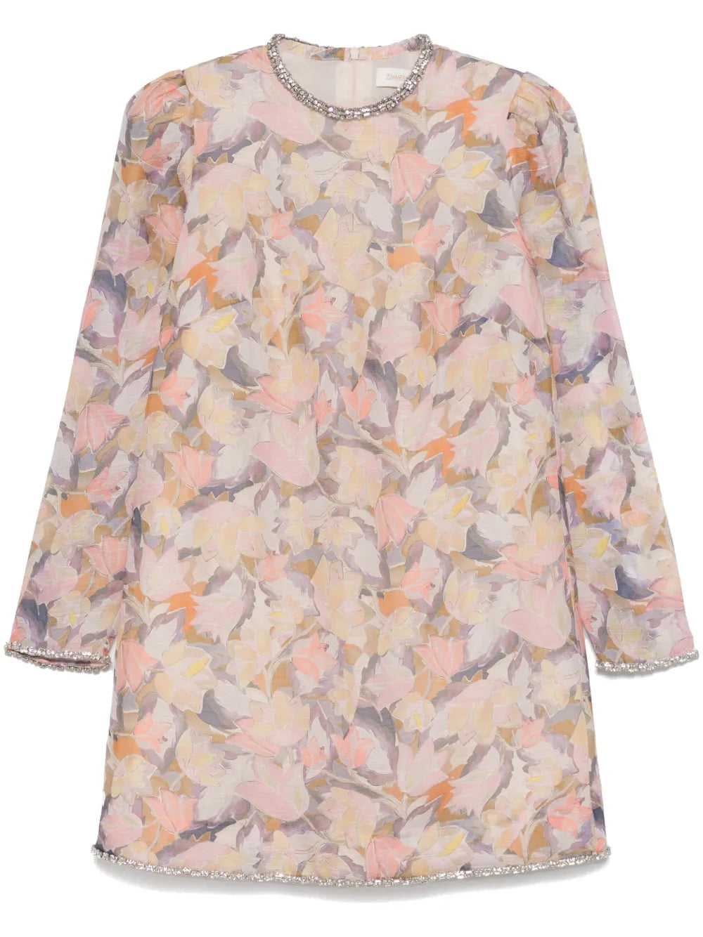 Diamante-Trim Mini Dress