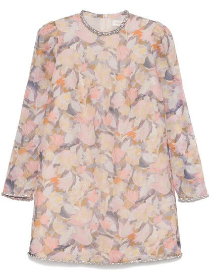 Diamante-Trim Mini Dress