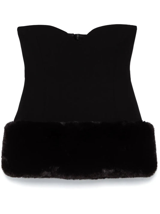 Faux-Fur Trim Corset