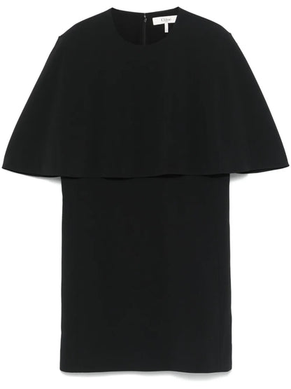Crepe Cape Mini Dress