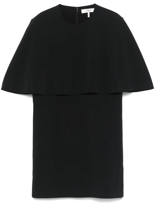 Crepe Cape Mini Dress