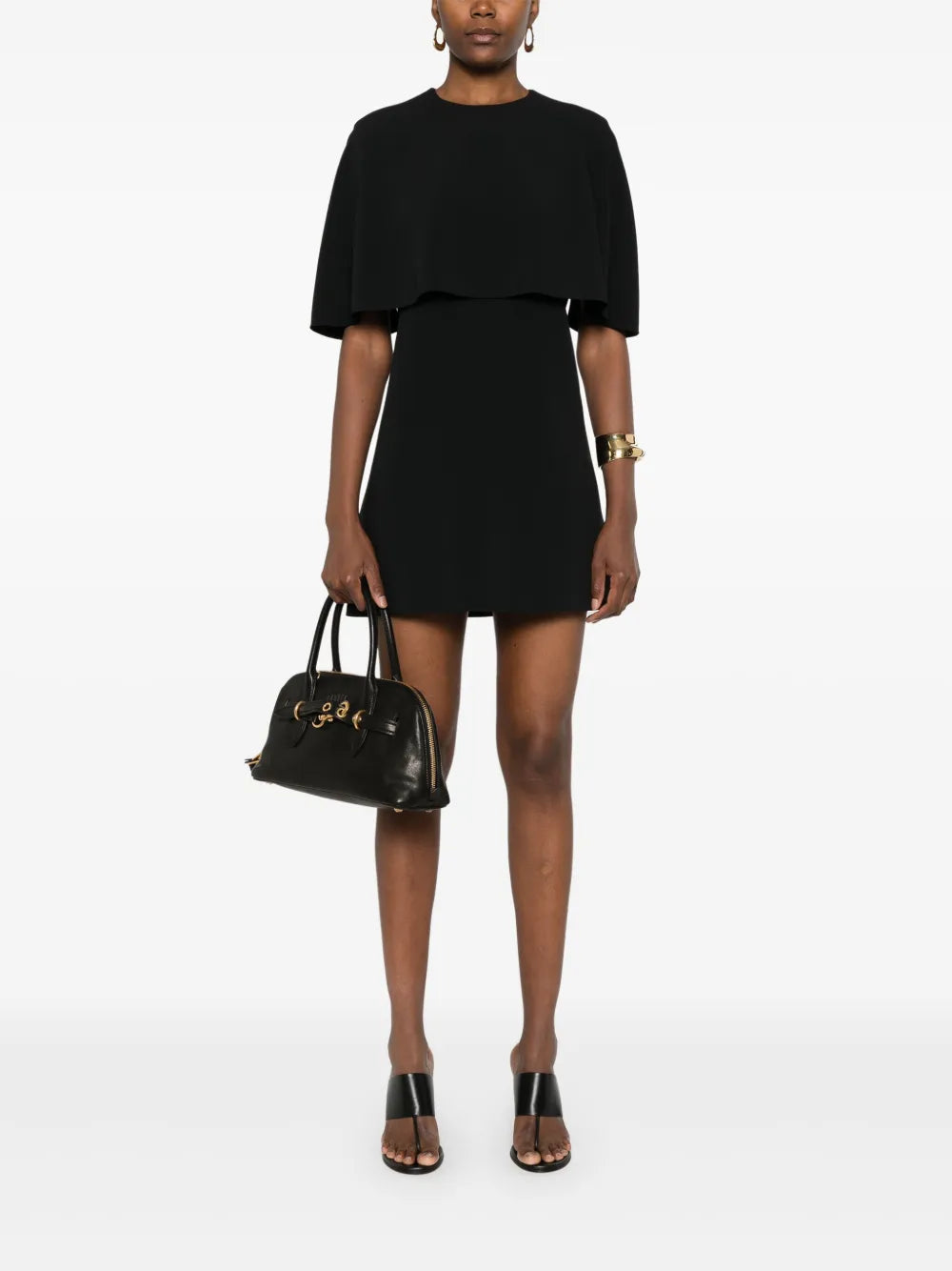 Crepe Cape Mini Dress