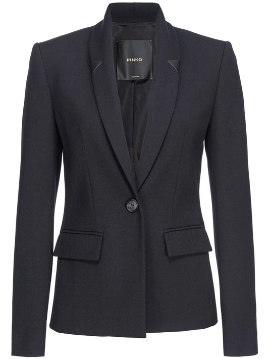 Shawl-Lapel Twill Blazer
