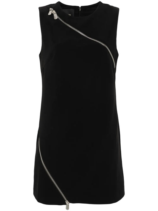 Asymmetric-Zip Mini Dress