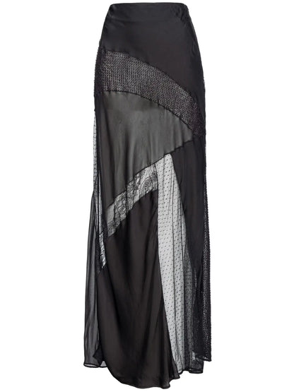 Panelled Semi-Sheer Maxi Skirt