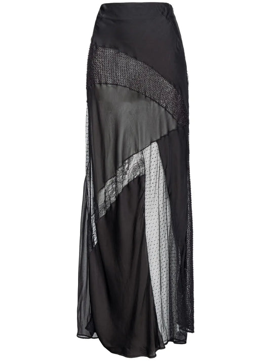 Panelled Semi-Sheer Maxi Skirt