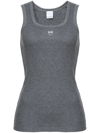 Love Birds-Embroidered Ribbed Tank Top