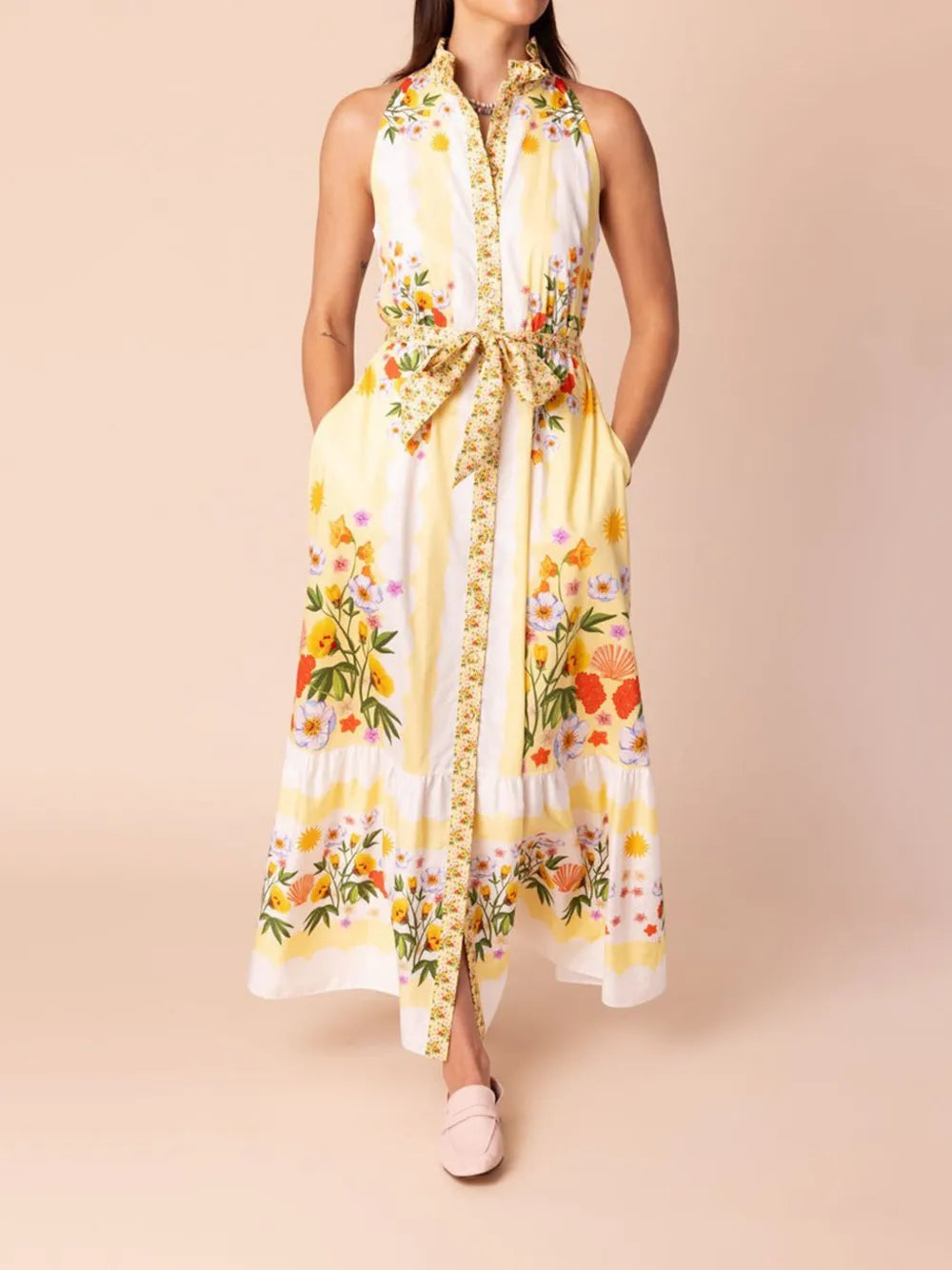 Biba Floral-Print Maxi Shirtdress