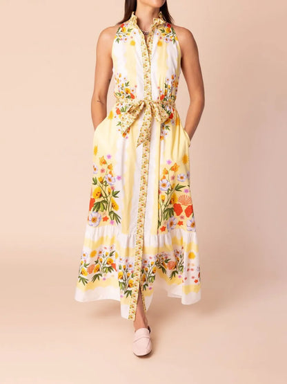 Biba Floral-Print Maxi Shirtdress