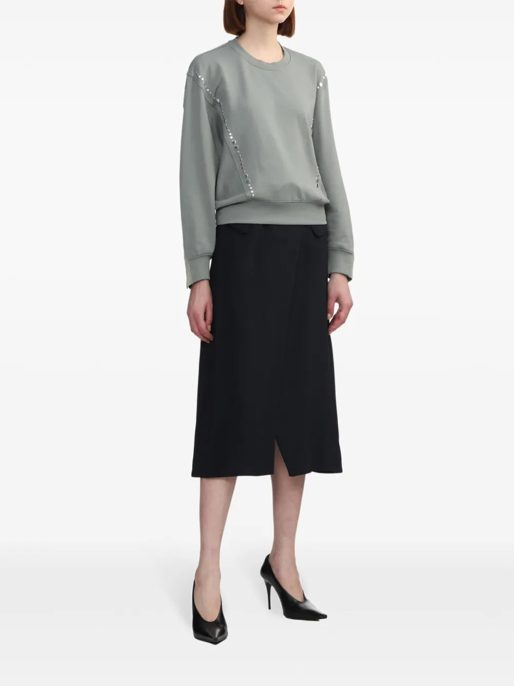 Embellished Panelled-Design Sweatshirt