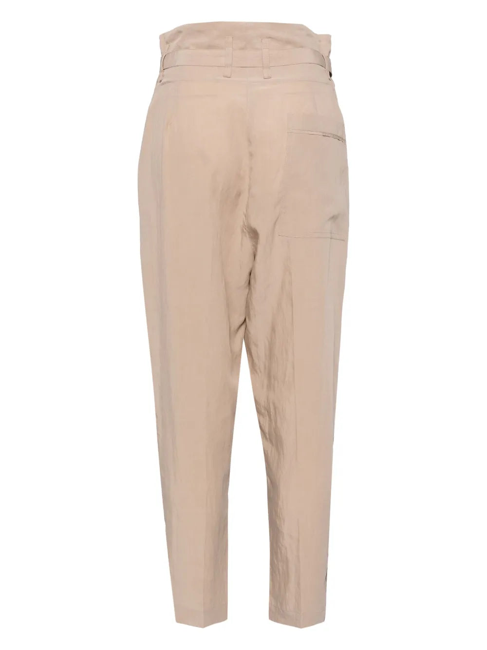 Belted Pleat-Detail Tapered Trousers