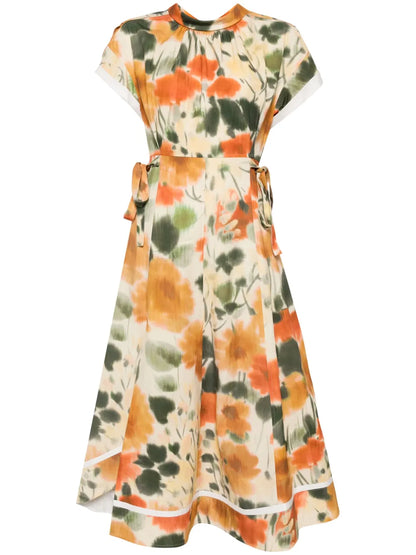 Blurred Marigold Midi Dress