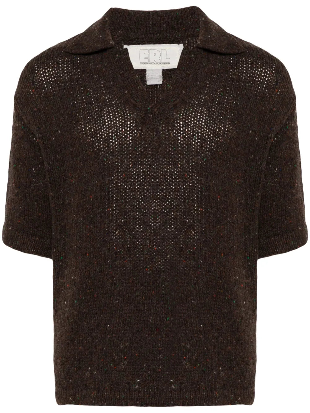 Speckle-Knit Polo Sweater