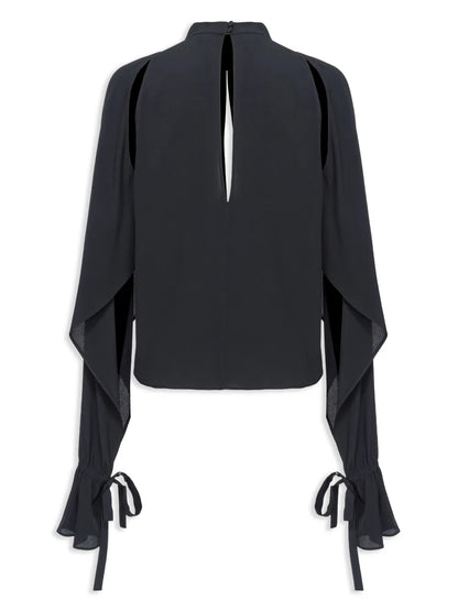 Cut-Out Long-Sleeve Blouse