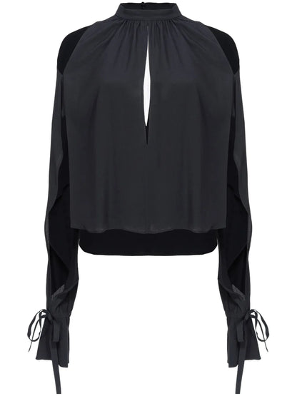 Cut-Out Long-Sleeve Blouse