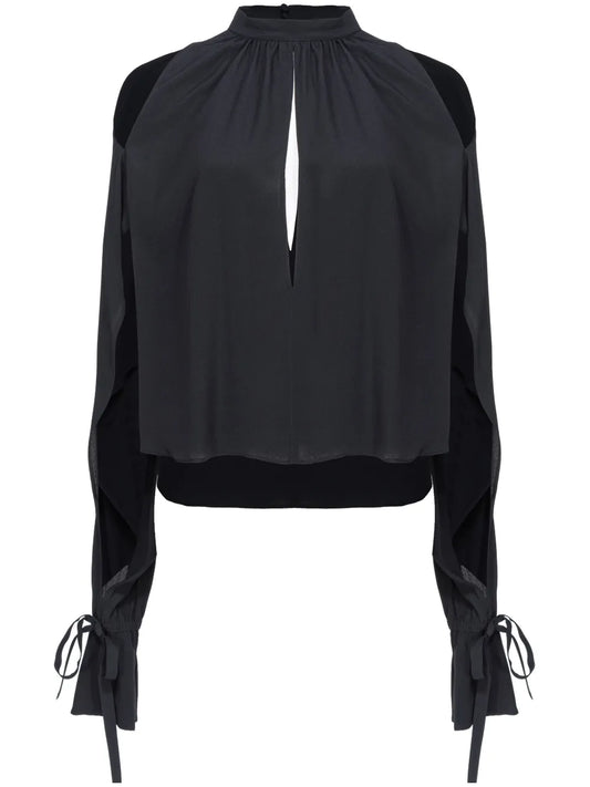 Cut-Out Long-Sleeve Blouse