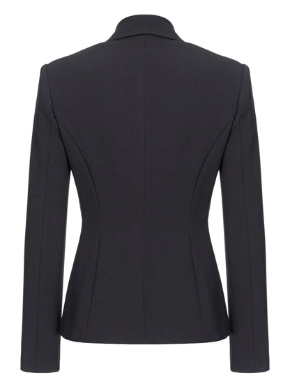 Zipped Crepe Notch-Lapel Blazer
