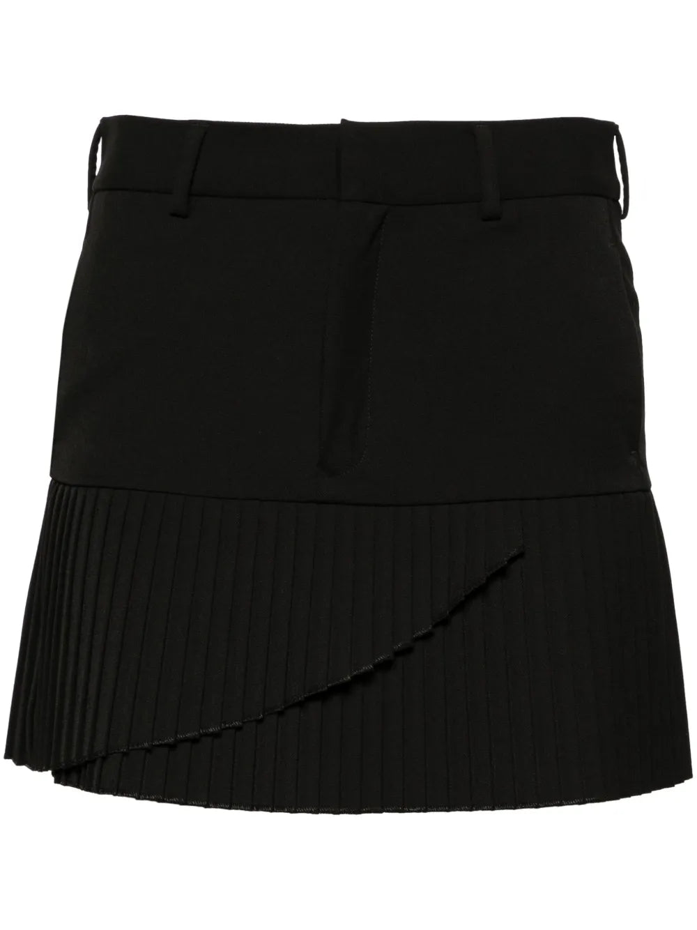 Pleated Twill Miniskirt