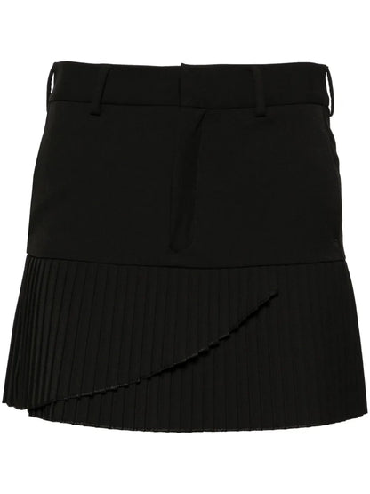 Pleated Twill Miniskirt