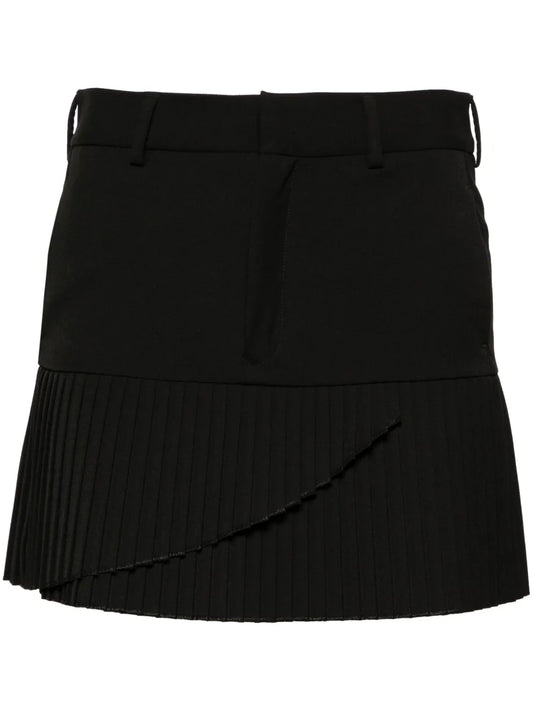 Pleated Twill Miniskirt
