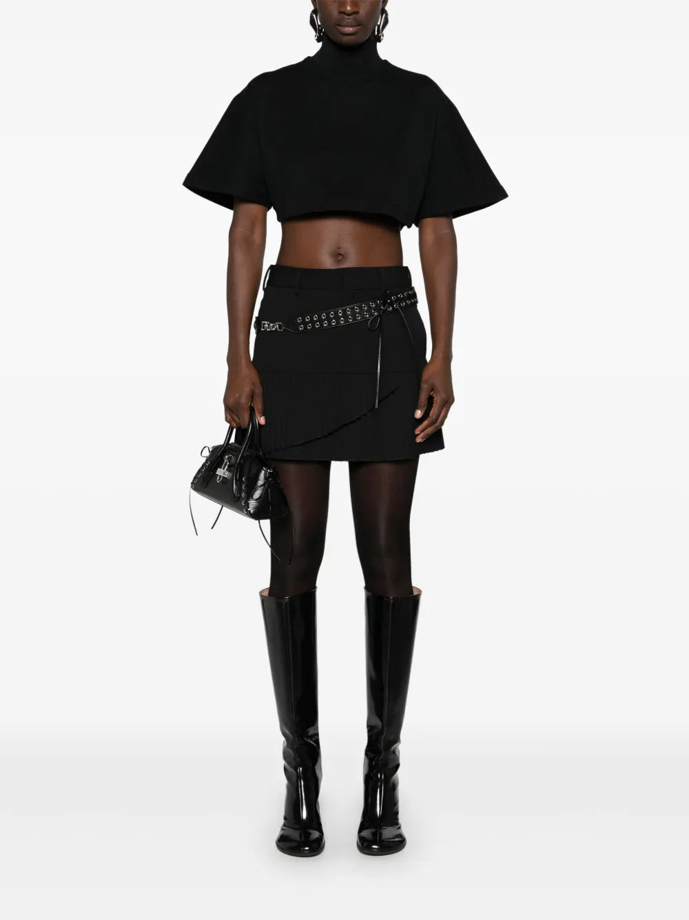 Pleated Twill Miniskirt