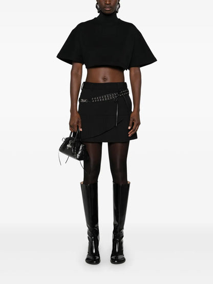 Pleated Twill Miniskirt