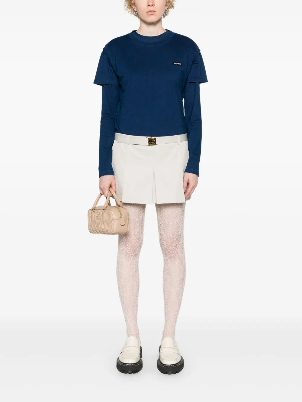 Logo-Buckle Pleated Miniskirt