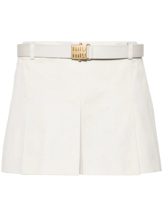 Logo-Buckle Pleated Miniskirt