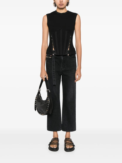 Straight-Leg Belted Cropped Jeans