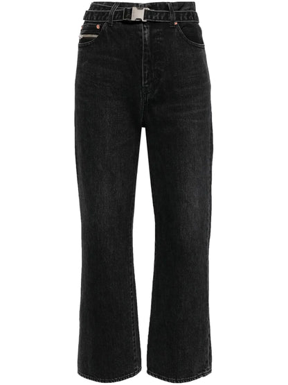 Straight-Leg Belted Cropped Jeans