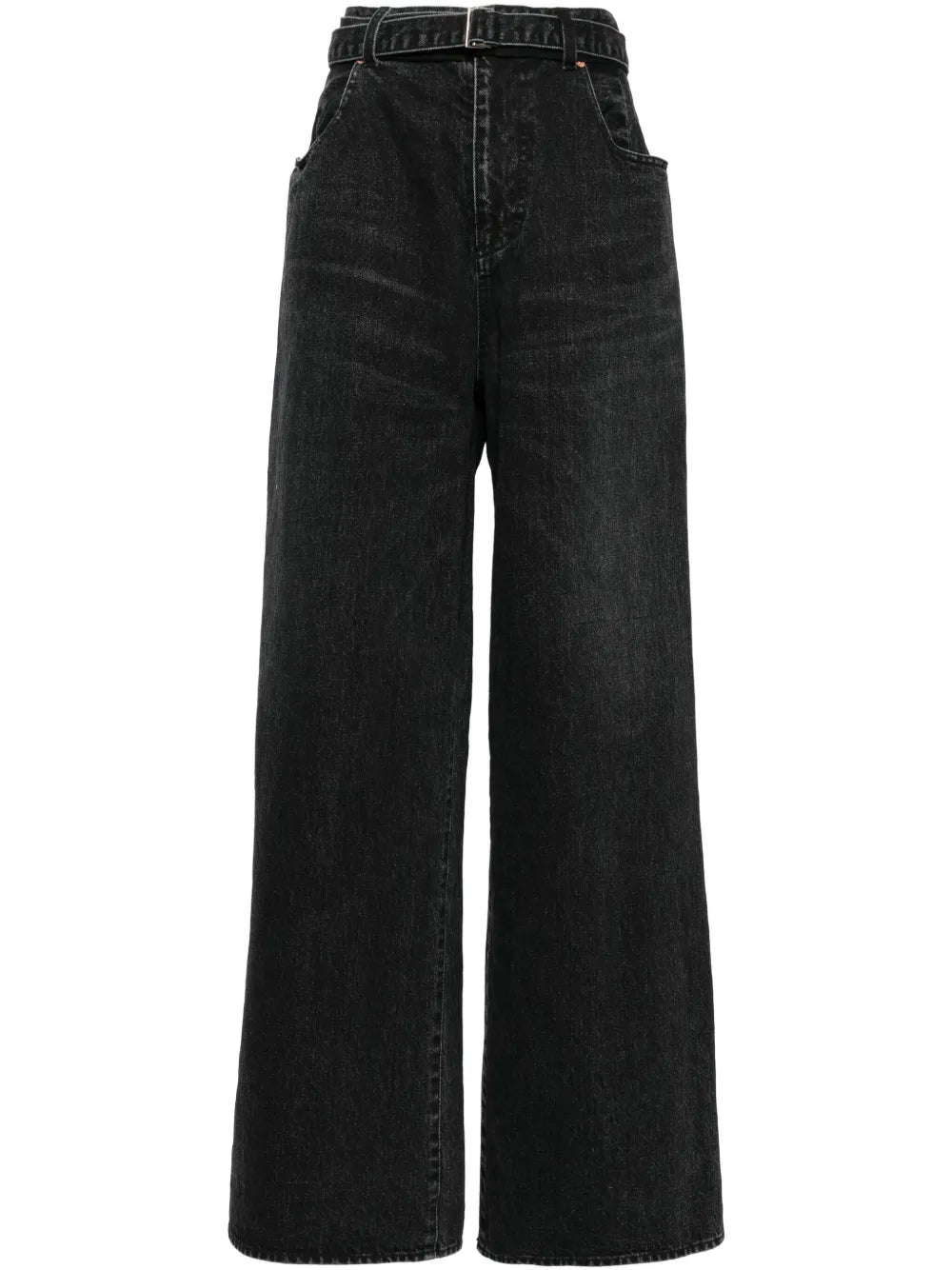 Wide-Leg Belted Jeans