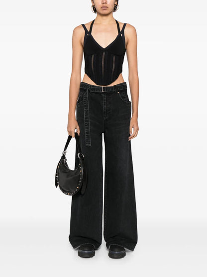 Wide-Leg Belted Jeans