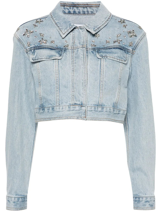 Crystal-Embellished Denim Jacket