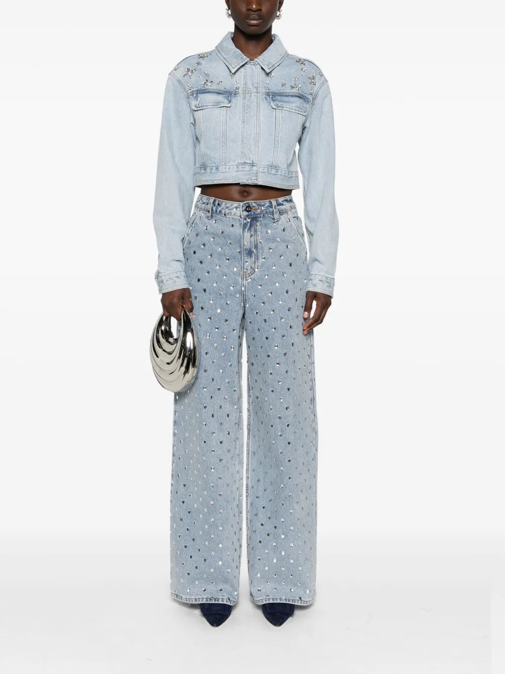 Crystal-Embellished Denim Jacket