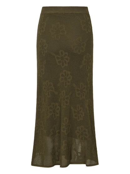 Embroidered Floral Knit Skirt