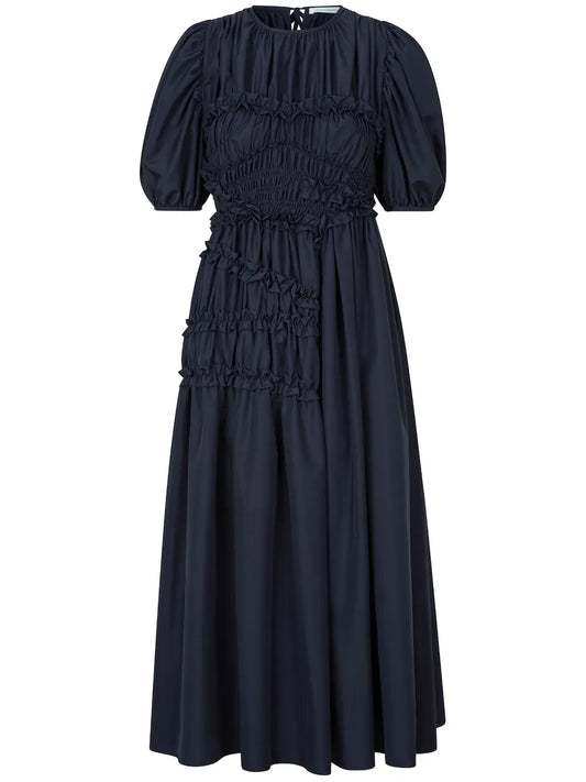 Smocked Lace-Up Back Dress