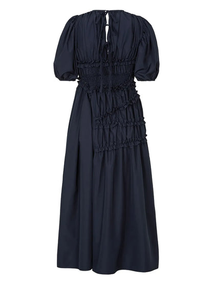 Smocked Lace-Up Back Dress
