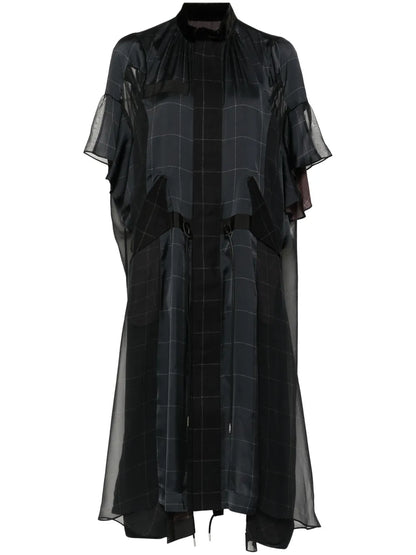 Windowpane Print Dress