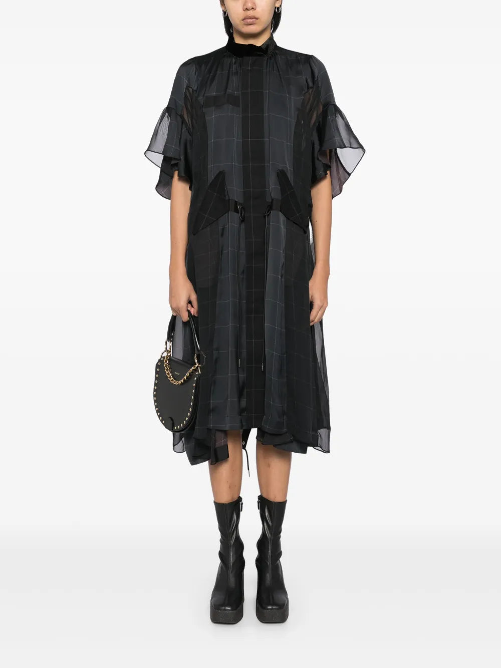 Windowpane Print Dress