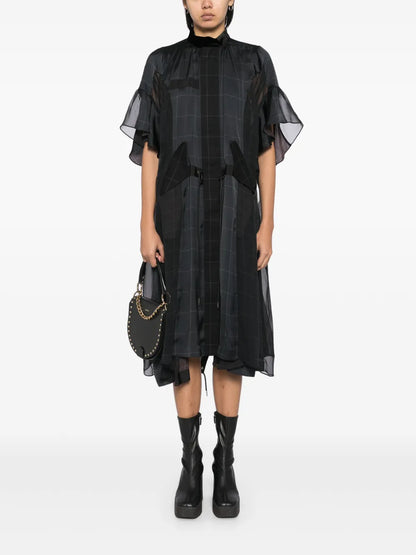 Windowpane Print Dress