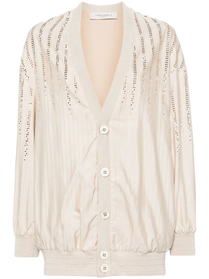 Gisela Pinstripe-Jacquard Bomber Jacket