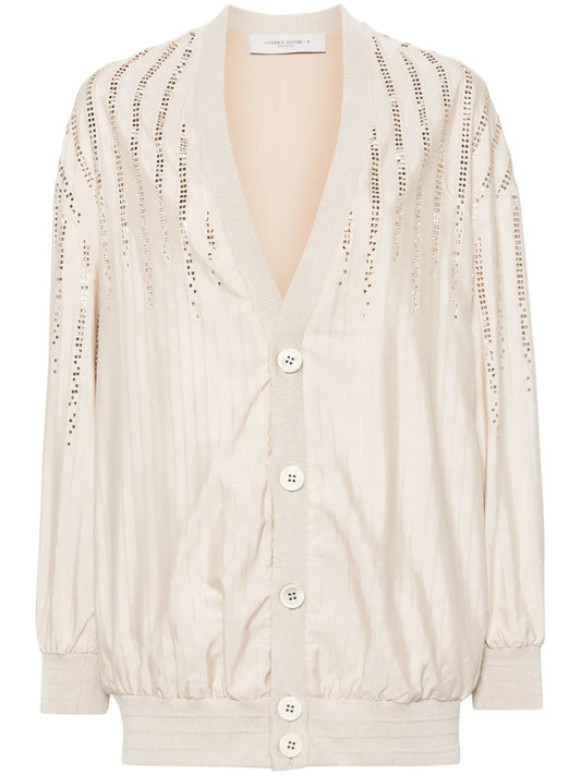 Gisela Pinstripe-Jacquard Bomber Jacket