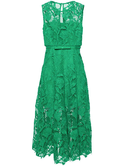 Guipure-Lace Belted Dress