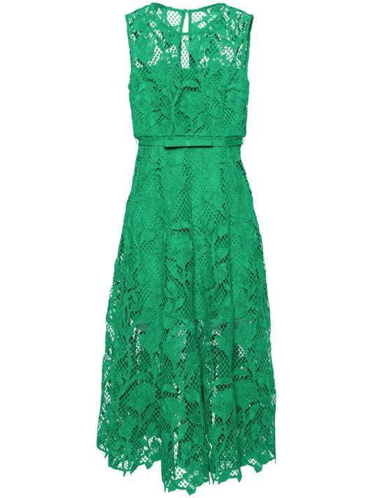 Guipure-Lace Belted Dress