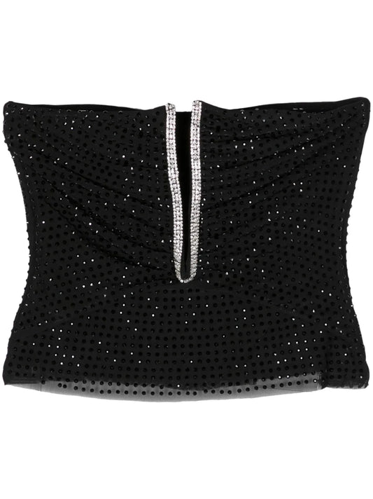 Rhinestone-Embellished Strapless Top