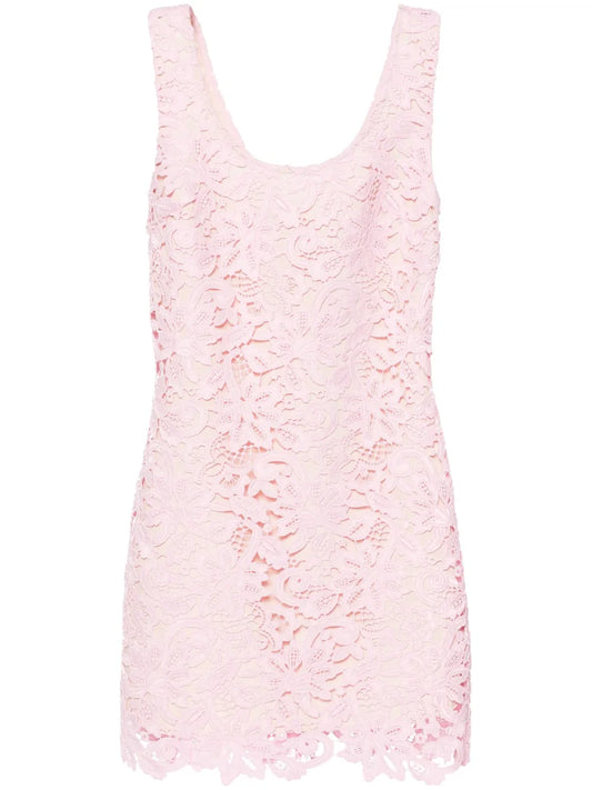 Guipure-Lace Sleeveless Minidress