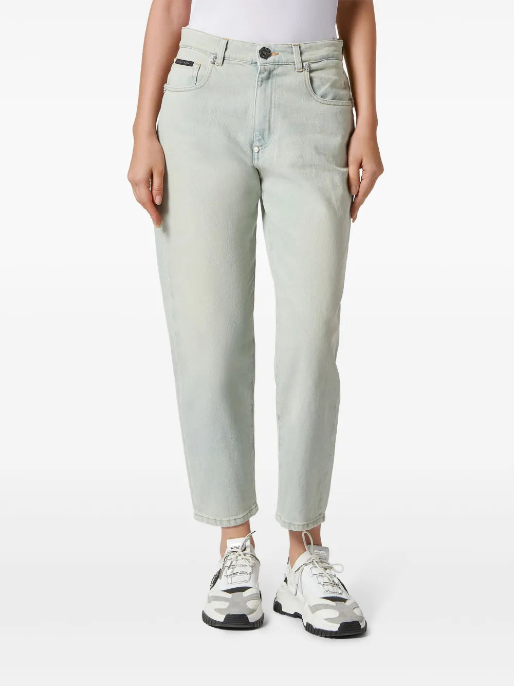 Skull-Studded Tapered Jeans