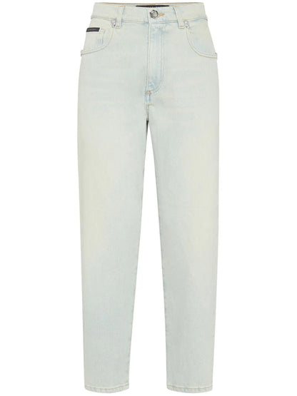 Skull-Studded Tapered Jeans
