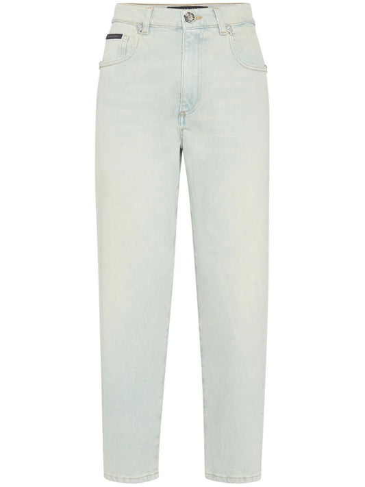 Skull-Studded Tapered Jeans