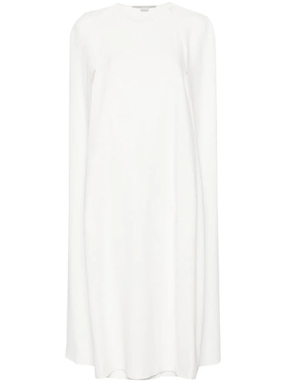 Crew-Neck Crepe Cape Dress